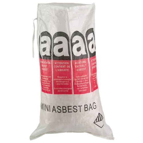 Safetytex MINI-ASBESTBAG - PP Gewebesack Asbest - 70x110cm - Robuster Big Bag mit Aufdruck - Staubdicht & Reißfest - Für sichere Entsorgung von Asbestabfällen (1 Stück)
