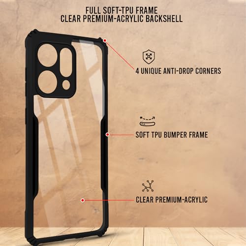 Image of Jkobi Back Cover Case for Oppo Reno14 5G | Oppo Reno 14 5G (Shockproof with Polycarbonate Clear Panel | Professional Black)