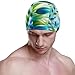 susiyo Blue Flowers Leaves Mens Swim Caps Polyester Swimming Hat for Adult and Youth