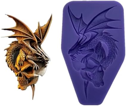 Sekacola Skull Dragon Mold, Dragon Chocolate Mold Kitchen Baking Mold Resin Mold Decorating Moulds Gummy Sugarcraft Mold Chocolate Candy Cupcake Mold