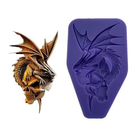 Sekacola Skull Dragon Mold, Dragon Chocolate Mold Kitchen Baking Mold Resin Mold Decorating Moulds Gummy Sugarcraft Mold Chocolate Candy Cupcake Mold Cover