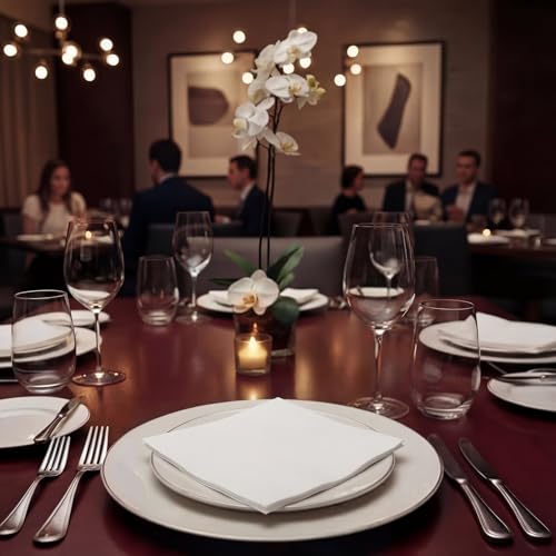 Image of Henoyso 1000 Count 2-ply 16 inch x 16 inch White Bamboo Dinner Napkins