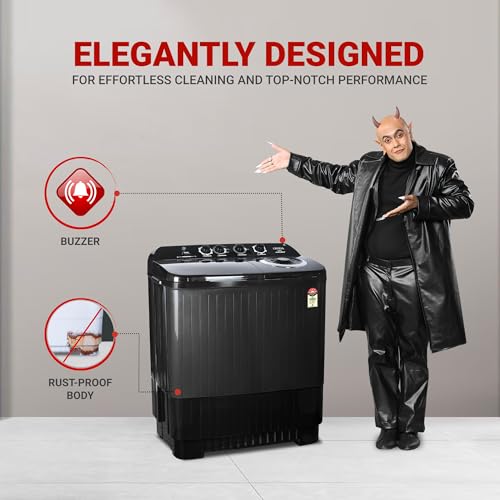 Image of ONIDA 12 Kg 5 Star Semi-Automatic Top Loading Washing Machine (S12GS1, Black, Cyclone Pulsator, Waterfall Technology)