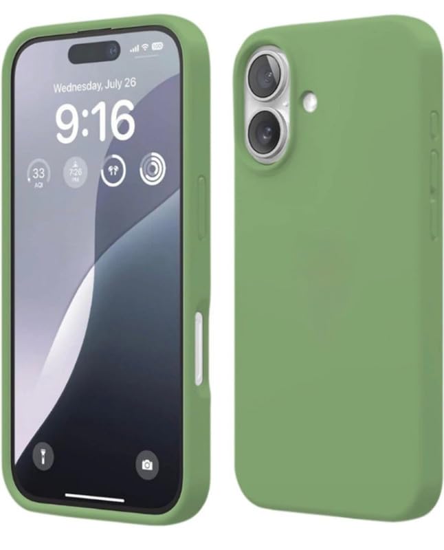 Image of Premium Liquid Silicone Case for iPhone 16 Plus - Slim Full Body Protective Back Cover with Soft Microfiber Lining, Anti-Slip Grip Scratch Resistant Phone Case (Pastel-Green)