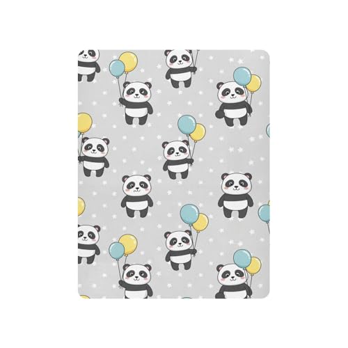 Image of Panda Stars Balloon Grey Fitted Crib Sheet for Boys Girls Baby Bed Sheet for Toddler Mattresses,39 x 27 in