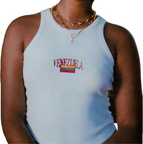 Y2k Jersey Shirt Tank Tops Women Vintage 2000s Streetwear Mexico Graphic Baby Tee Summer Sleeveless Crop Top (Venezuela White Small)
