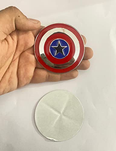 Image of Emblems for Car & Bike Metal Lo.go and Grill Me.tal Lo.go, Auto Accessories for Car Emblem 3D Badge Auto Racing Sport Sticker Grand Tourer Decal. (Captain America Big Metal Sticker)