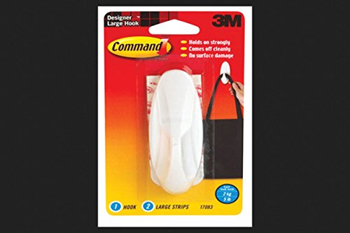 3M Command Designer Hook & Strips Plastic Holds Up to 5 Lb Large White