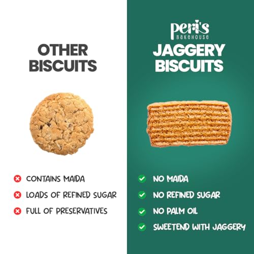 Image of Peri's Bakehouse Jaggery Biscuits | No Sugar, No Maida, No Oil | Wholewheat, Pure Ghee and Jaggery | Atta Biscuits | 250 g