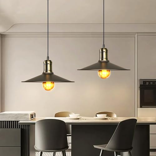 NIUNIAJ 2-Pack Pendant Light Vintage, E27 Modern Dining Table Hanging Lamp, Metal Retro Pendant Light
