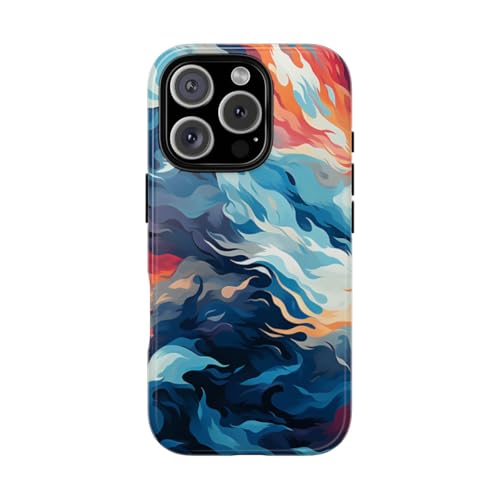 Coque iPhone 16 Pro vagues d'océan de feu - Finition brillante de qualité premium