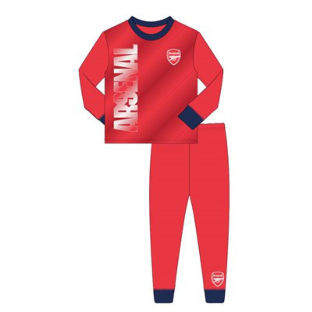 TDP Childrens Official Arsenal FC Pyjamas | Boys Football Club Nightwear Pj Set, Age 9-10 Years Red