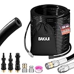 BAKAJI Sonda Sturatubi Spurgatubi Alta Pressione 200 Bar, Sistema Antipiega con Custodia, 3 adattatori, 2 ugelli fissi e rotanti, Compatibile con idropulitrice Kärcher k2-k7 LAVOR (30 Metri con Borsa)