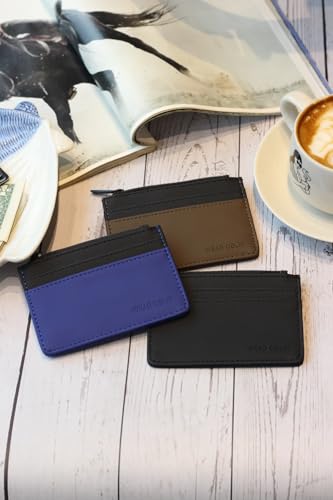 Image of Core Cardholder | Rubberised Waterproof Fabric | Minimal Monogramming | 4 Card Slots & 1 Zipper Pocket (Blue)