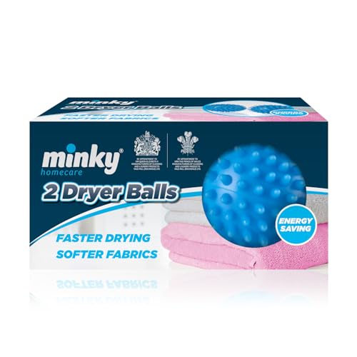 Minky Dryer Balls, Pack of 2 Blue Laundry Balls for Tumble Dryer, Reusable Laundry Balls, Quick Drying Time, Eco Friendly Softener Balls (Pack of 2)