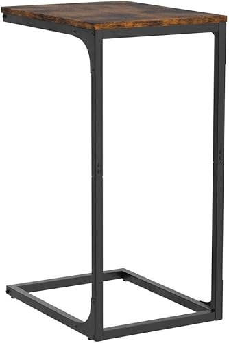 Miniatura 5 de VASAGLE Juego de 2 mesas auxiliares en forma de C, mesa auxiliar pequeña para sofá, mesa de sofá con marco de metal para sala de estar, dormitorio,