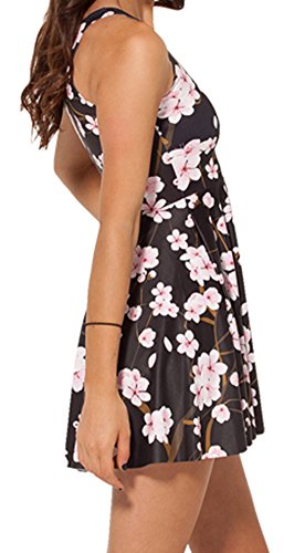 Image of Sister Amy Printed Elastic Sleeveless Shaping Breathable Camisole Skater Dress