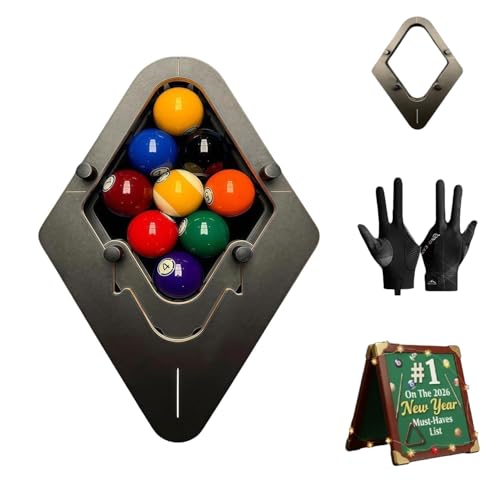Precision-Engineered Professional Billiard Rack Tight System That Eliminates Gaps, 9-Ball Diamond Pool Ball Delivers Perfect Racks for Tournament Play & Home Pool Tables for Tournament Play(1PCS)