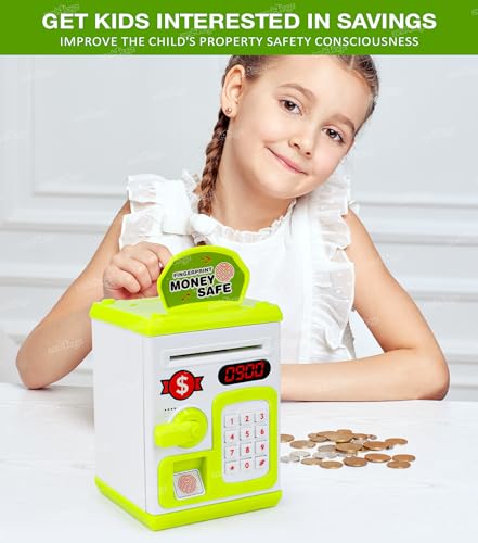 Image of Zest 4 Toyz Piggy Bank with Lock Code Money Saving Coin Bank Auto Cash Roller Gullak Birthday Return Gift for Kids(Green)