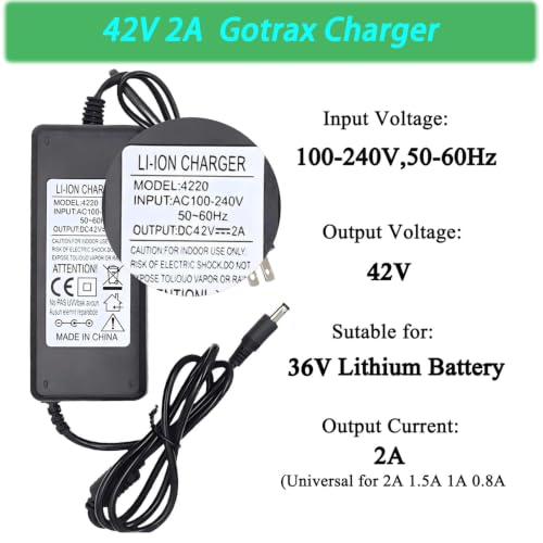 42V 2A Universal Adapter Power Supply, gotrax Charger Replacement for G2 G3 G4,GXL V2,Rival,XR Ultra/Elite,Bolt/Bolt Pro/Metro/Journey/LX10/J5/J8 Jetson Charger for Eris Pro/Ora Pro/Racer/Rhythm by GGRD - Used condition - Image 7