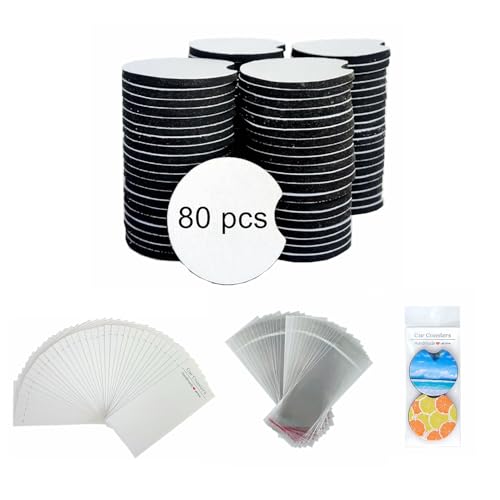 160PCS Sublimation Coasters Blanks, Round Car Coasters Sublimation Blanks Set, Car Coaster Packaging with Display Cards Bags, 2.75 Inch Blank Cup Mat for Sublimation Transfer Heat Press DIY Crafts