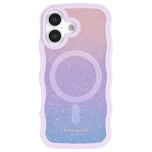 Image of kate spade new york iPhone 17 Case - Opal Glitter | Compatible with MagSafe - Lightweight Designer Case for iPhone 17 with Anti-Scratch Coating and Wavy Iridescent Ombre Design