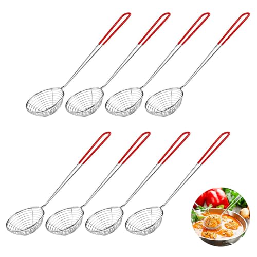 8 Piezas Espumadera Pequeña de Acero Inoxidable, Colador de Espuma de Alambre Pequeño con Mango para Olla Caliente, Tortellini y Albóndigas
