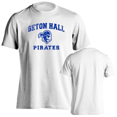 Seton Hall Pirates Distressed Retro Logo Short Sleeve T-Shirt White Large