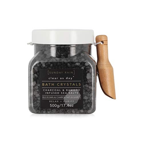 Sunday Rain Infused Sea Salt Bath Crystals, Charcoal & Bamboo, 17.4 Oz