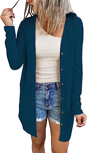 Womens Lightweight Cardigan Sweaters For Summer Drape Open Front Cardigan V Neck Dusters Navy M #TOP10