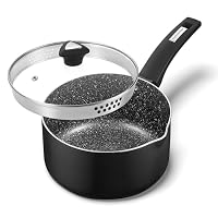 KOCH SYSTEME CS 3 Quart Nonstick Saucepan, 20cm Granite Cooking Pot with Comfortable Handle, 4.4 Inch Deep Sauce Pot with Lid, PFOA Free, Easy to Clean, Suitable for All Stovetops