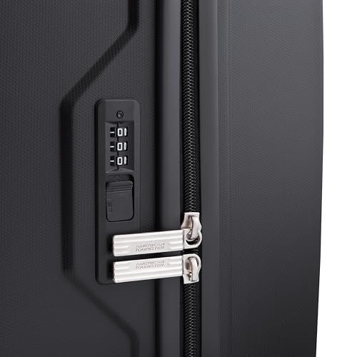 Image of American Tourister Qubiz | Cabin Trolley Bag (55 cm) | 360 8 Wheel Travel Luggage | Hard Case Polypropylene Suitcase | Recessed Combination Lock | Black /Dark Olive