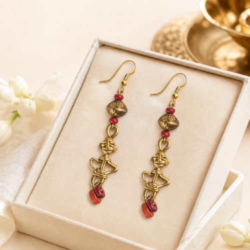 Image of Handcrafted Tribal & Dhokra Art Earrings for Women - Wooden, Nature-Inspired Statement Drop & Traditional Ethnic Designs