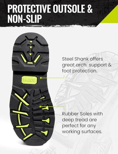 TIDEWE Rubber Work Boot for Men with Steel Shank, Waterproof Anti Slip Hunting Boot, Warm 6mm Neoprene Hunting Mud Boot, Sturdy Black Rubber Boot for Farming, Gardening, Fishing, Size 6-143