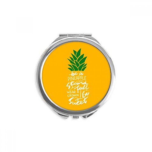 Miroir rond maquillage de poche portable ananas jaune main