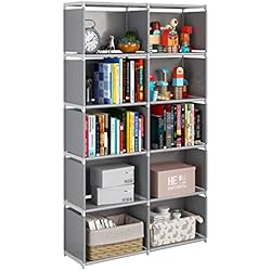 Estanteria Stuva JIUYOTREE Estantería portátil de 6 Niveles con Tela en la Parte Posterior, Organizador de Almacenamiento de Armario de 10 Cubos, estantería, Sala de Estar, Sala de Estudio, Dormitorio, Gris