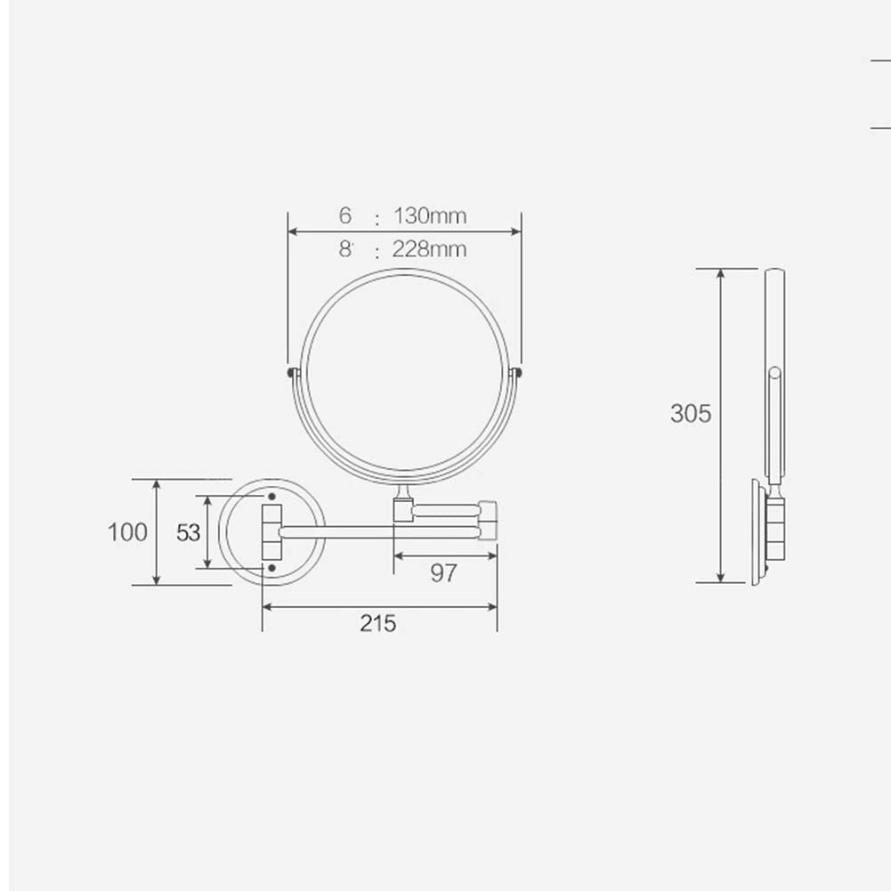 Specchio per Trucco ingranditore 3X a Parete, Specchio cosmetico per Trucco a Parete Girevole su Due Lati a 360° Estensione Regolabile per Bagno Finitura cromat