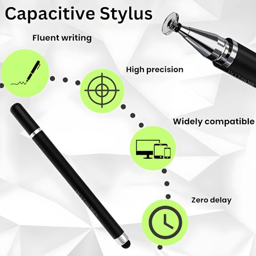 Image of 2-Way Dual-Sided Stylus Pen for All Touch Screen Devices Android Mobile Phones Tablets Pads Smartphones - Black