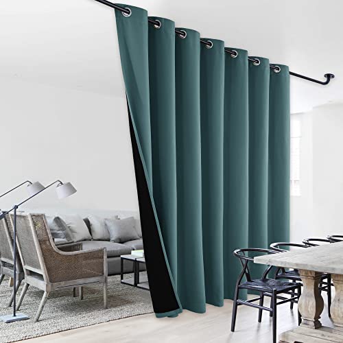 NICETOWN Sound Reducing Room Divider Curtains, 100% Black-Out Patio Curtain, Wide Lined Drape, Keep Warm Drapery, Sliding Glass Door Panel for Night S