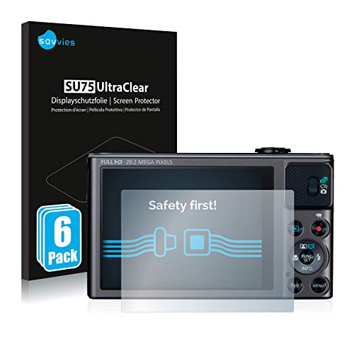 savvies Protector Pantalla Compatible con Canon PowerShot SX620 HS (6 Unidades) Pelicula Ultra Transparente
