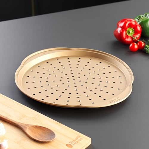 Russell Hobbs Opulence Pizza Tray – 37cm Non-Stick Carbon Steel Round Pan with Perforated Base for Optimal Heat Distribution, Perfect for Pizzas, Chips & Garlic Bread, Oven Safe to 220°C - Image 3