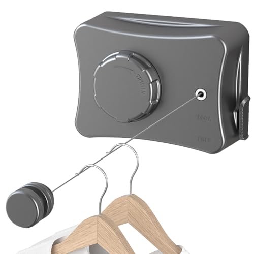 DECARETA Ausziehbare Wäscheleine Wand 5.1M Wäscheleinen Wandmontage ohne Bohren Tragbar Wandwäscheleine Edelstahl Retractable Clothesline für Balkon Hotel Badezimmer Schlafzimmer