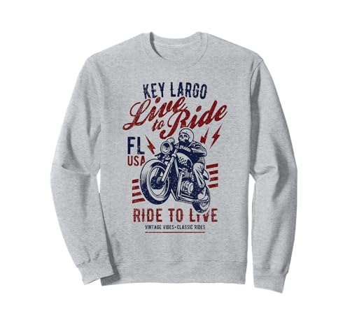 Key Largo Florida USA Moto Skull Rider Design Vintage Felpa