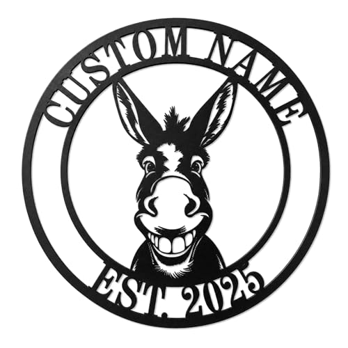 Personalized Donkey Metal Name Sign，Custom Donkey Metal Decor,Donkey Farm Metal Wall Art,Farmhouse Animal Decor,Funny Bathroom Signs,Housewarming Gift