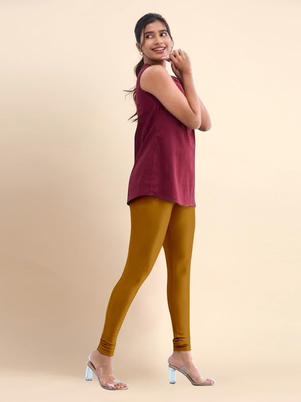 Image of TRENDMALLS Women's Microfiber Elastane Stretch Soft Churidar Length Leggings with Ultrasoft Waistband