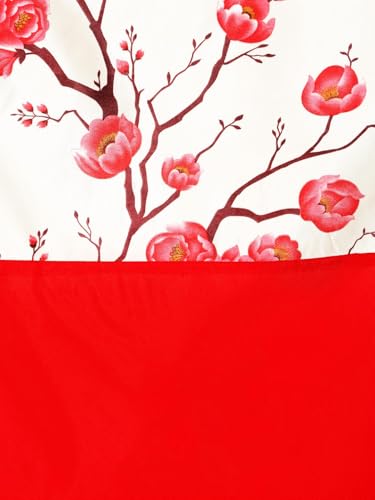 Image of Fashion String 2 Pieces 3D Tulip Patch Grommet Polyester Door Curtains - 7 Feet, Red