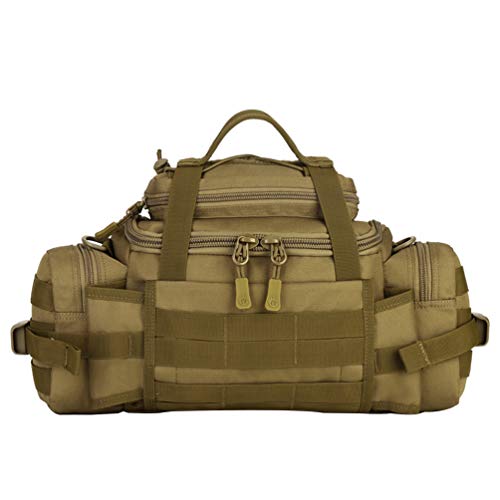 UNISTRENGH Tactical Assault Gear Sling Pack Hiking Duffle Fanny Packs MOLLE Compact Utility Military Waist Range Bag Heavy Duty EDC Camera Shoulder Backpack (Coyote Brown)