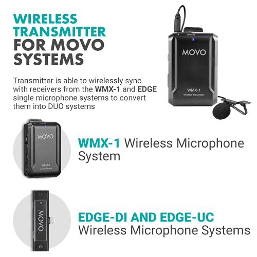 Movo Wmx-1-Tx 2.4Ghz Wireless Lavalier Microphone, Transmitter Wmx-1 Wireless Microphone System, Edge-Di, Edge-Uc Wireless Mic Systems - Wireless Lapel Microphone For Iphone, Android, Dslr #TOP1