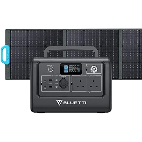 BLUETTI Solar Generator EB70 with PV200 Solar Panel Included, 716Wh Portable Power Station w/ 2 230V/1000W AC Outlets, LiFePO4 Battery Pack for Camping, Adventure, Emergency Cover