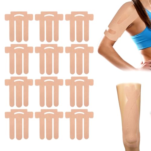 12 Uds Cintas Kinesiológicas Precortadas para Hombro, Transpirables Impermeables para Rodillas y Hombros Soporte Deportivo Protección Muscular (Color Piel)